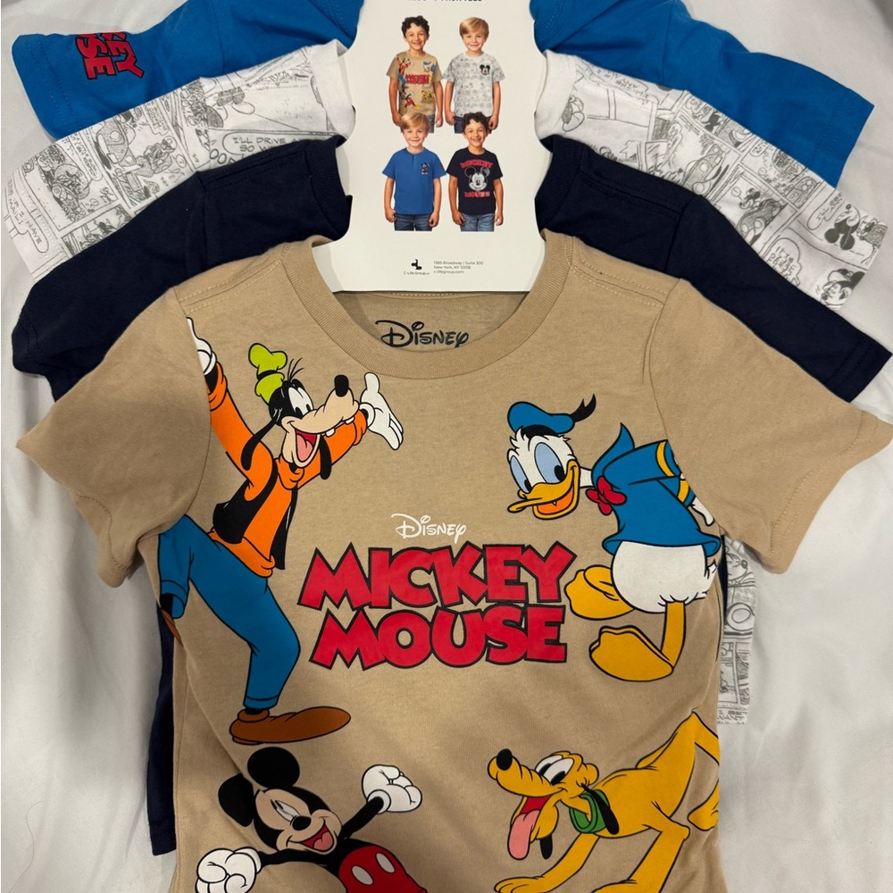 Disney Mickey Mouse & Friends Graphic Tee in Tan with Red Logo